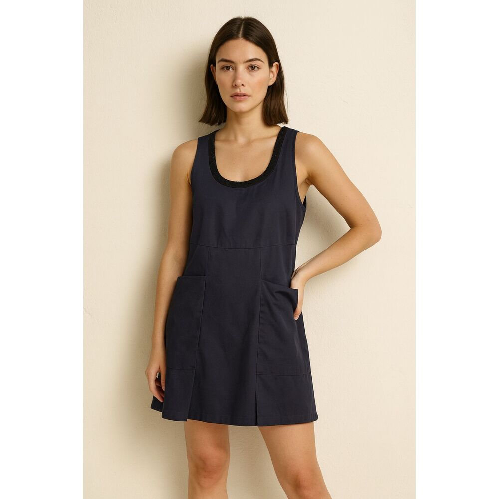 MARNI Blue Sleeveless Cargo A-Line Mini Dress w/Pockets Women's Size 40